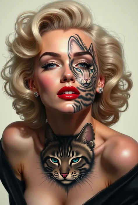 Marylin tattoed with cat 