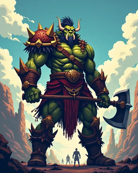 lider dos orcs pixel art anime