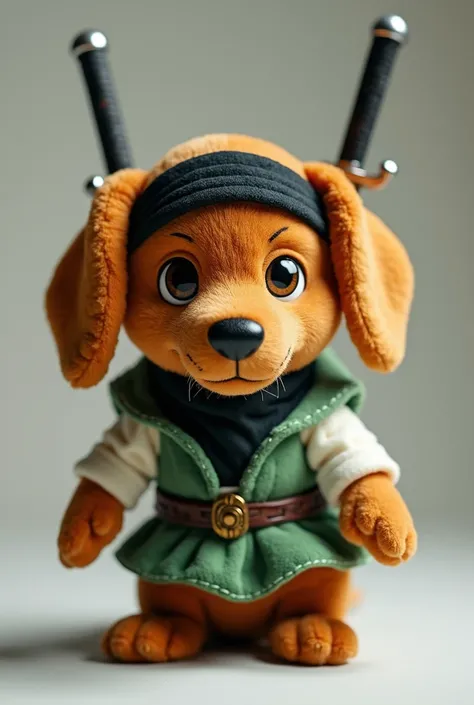 Plush dachshund with Roronoa Zoro costume