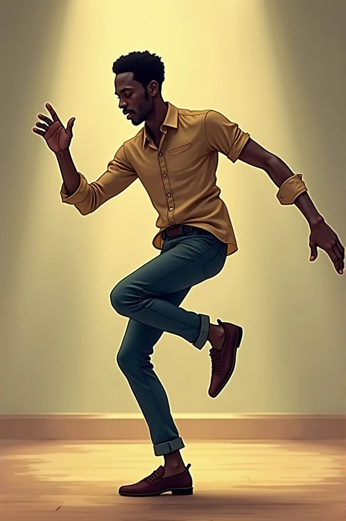 Skinny and black man dancing in a funny way 