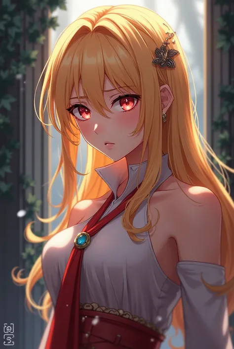 Female anime character with blonde hair red eyes