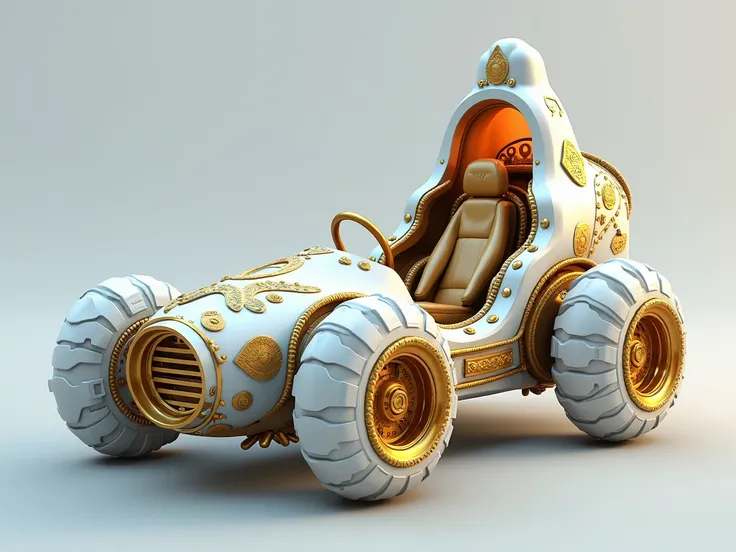 Open seated fullbright unlit 3d vehicle game asset model in 3d model viewer, empty, unmanned, fractal warhammer game model, new race, fractal warhammer, personal transportation, presenting the new race: "Fractals" fully textured medium sized voidship, mono...