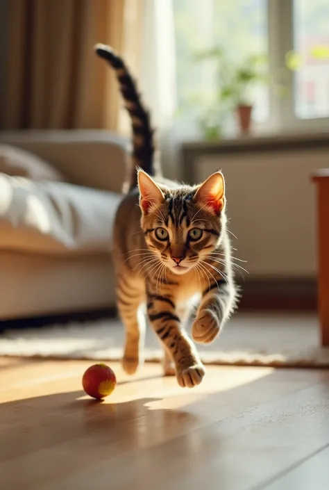 Video of a cat playing 