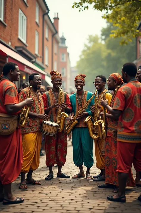 African Jazzy band play on streets of England 