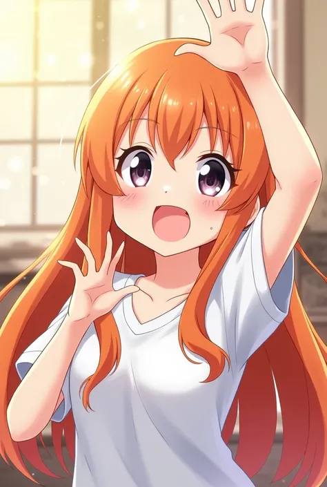 Anime girl raising her hand