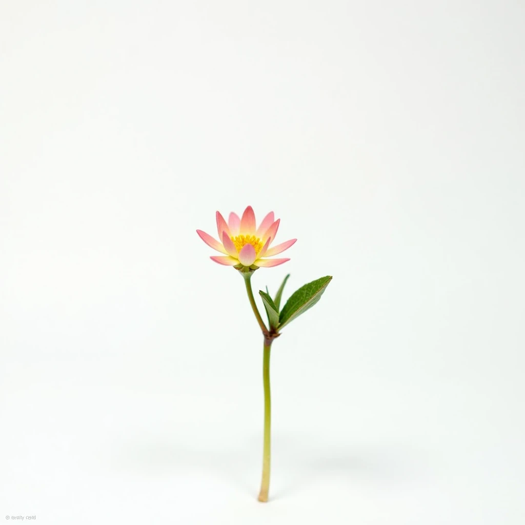 a mini plant with flower isolaited on white background