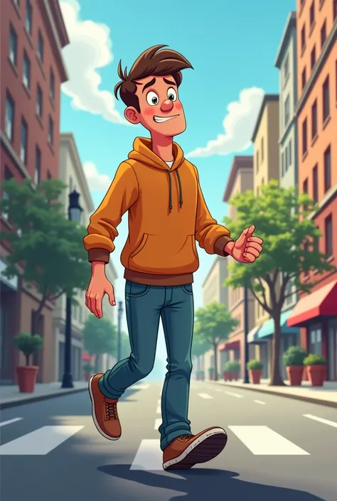 Young man walking down the street dizzy, ANIMATED CHARACTER