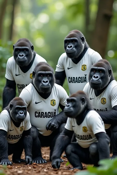  Take a picture with 12 gorillas called ,  Donkez , Rakky ,Leyley,because, Schur , rnz , Kozov ,pih ,work,why, dxkky ,W0ov
With the white Caraguá jersey and their name 12 on the jersey
Written