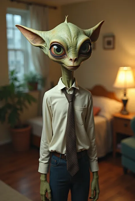 an alien in a father costume 