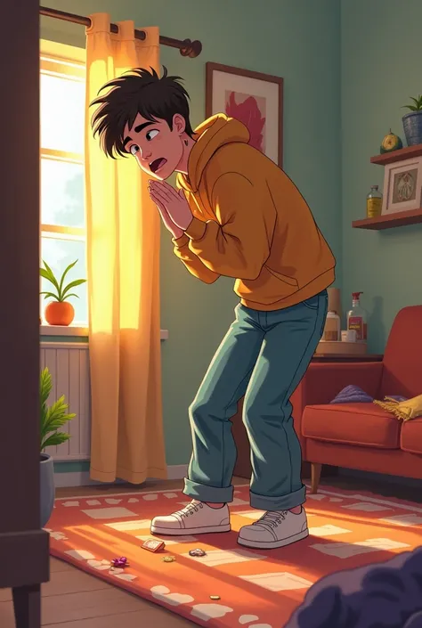 Young man fainted at home, ANIMATED CHARACTER