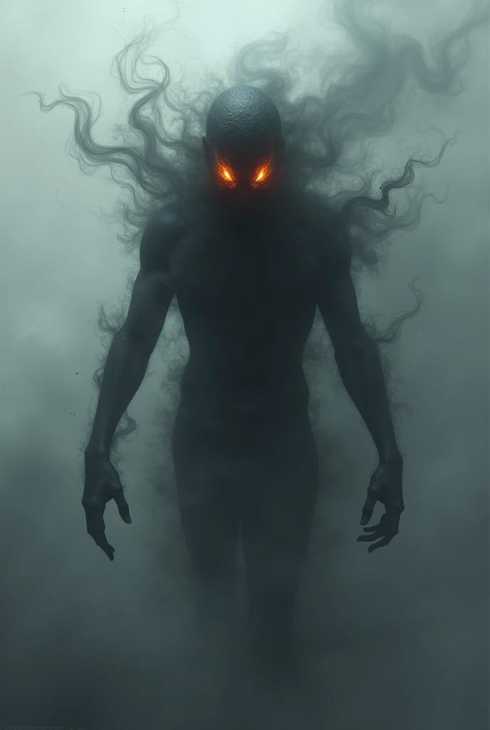 Human figure of  gray smoke with black fire eyes......