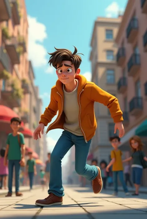 Young man on the street dizzy on the floor, ANIMATED CHARACTER