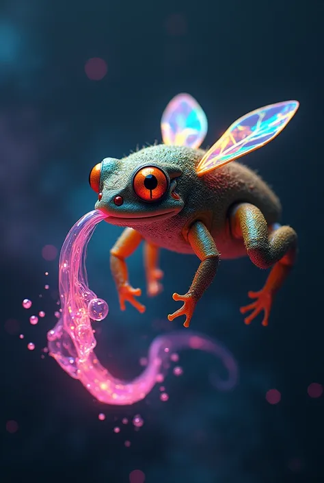 A bee frog vomiting in outer space 