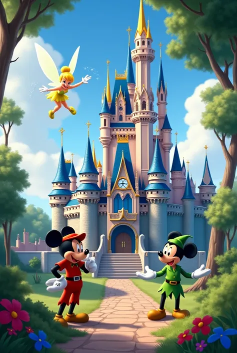 Campanilla Peter pan y Mickey castillo Disneyland 
