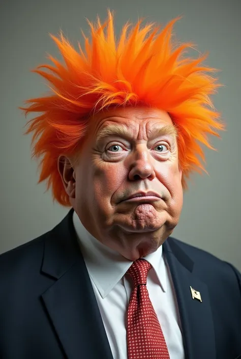  a funny man who looks like Donals Trump. Your hair is orange and creepy .