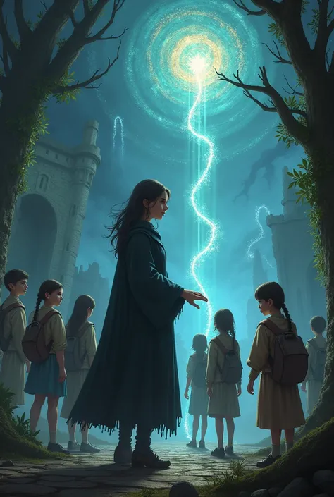  A female teacher guides her 8 students in a world of dark magic, there is a magic cord of life  