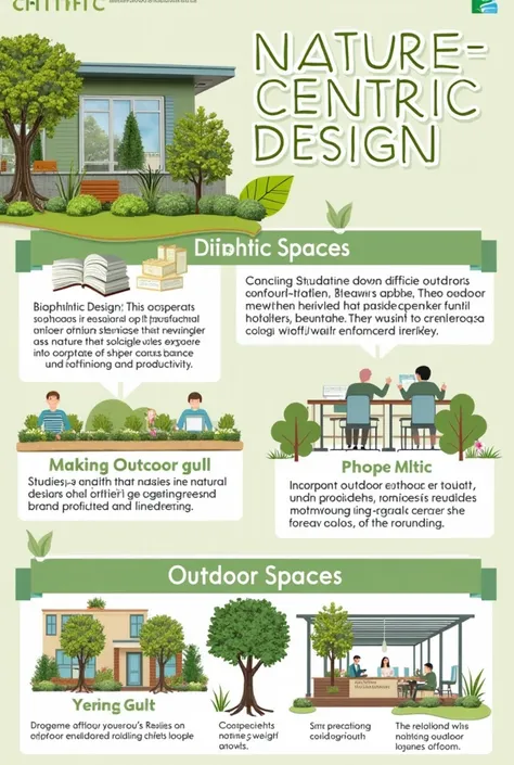 	Nature-Centric Design
Biophilic Design: This approach integrates natural elements into architectural designs, such as green walls, indoor gardens, and natural materials. Studies suggest that exposure to nature can enhance well-being and productivity.
Out...