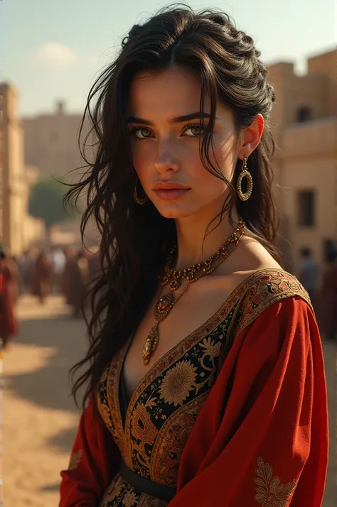 Create an image of Rahab, a beautiful and mysterious young woman from biblical times from Jericho,  Cinematic, 8k