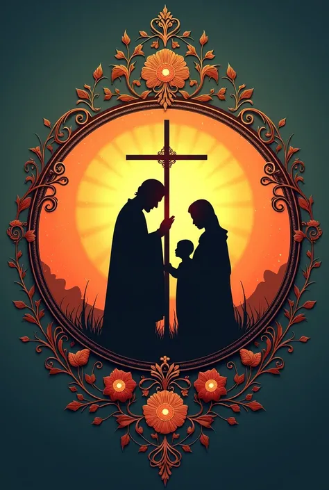  You can create a round logo with the silhouette of a father , of a mother and a   ( like Jesus Mary and Joseph ),  that the colors are striking and express family and prayer , In addition, the circle is an infinite cross around the logo and adds details t...