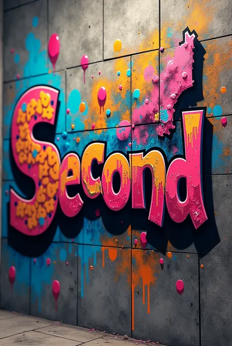 A written logo "second" Graffiti full of colors