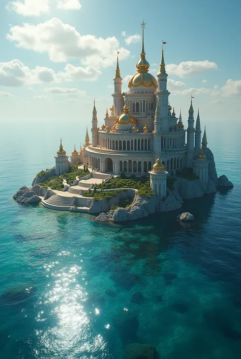 Magnificent palace surrounded by the sea