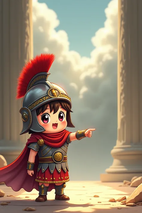 A legionary chibi pointing bottomless boy 