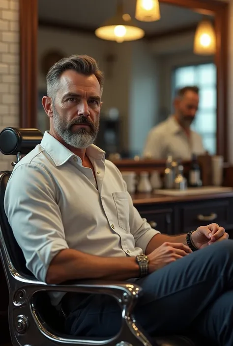 man in barber shop with nice look