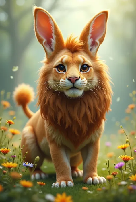 Create a picture a lion and rabbit mix hybrid 