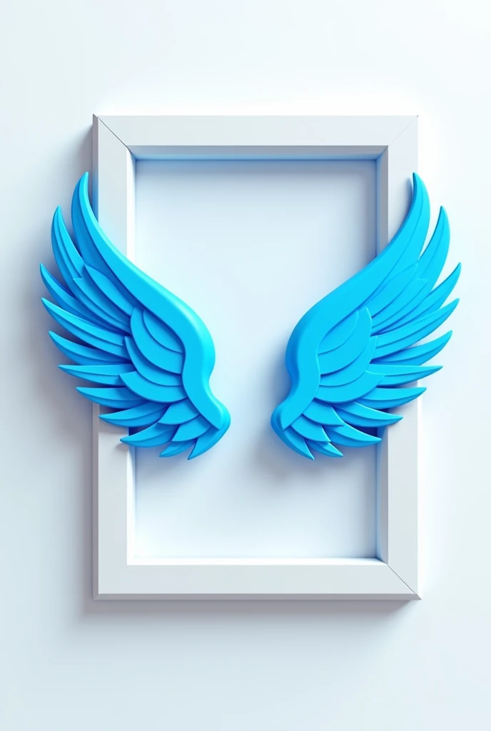 , create a 3D fram logo for a photo with a blue highlighter wings on the theme