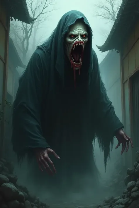 Japanese ghost with severed mouth 
