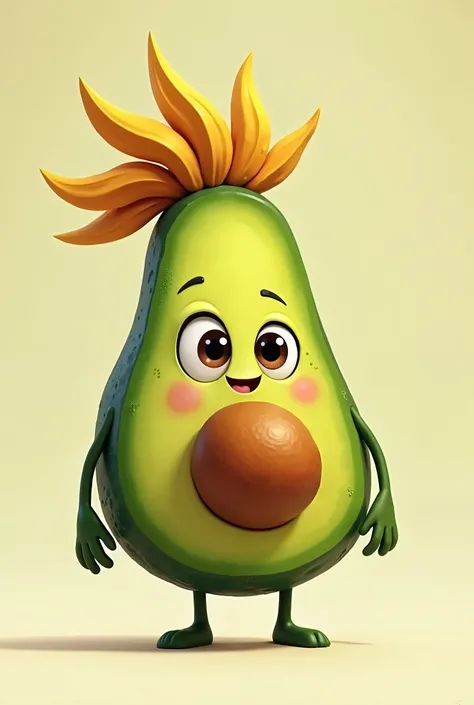 AVOCADO WITH EYES LEGS AND HAIR