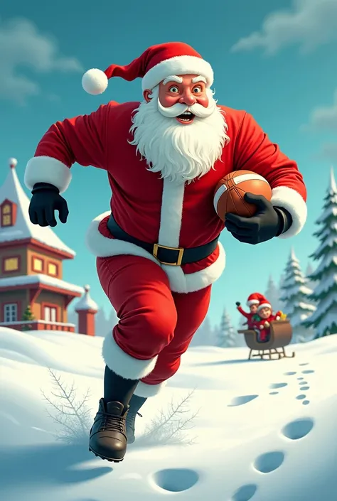 Santa playing football 