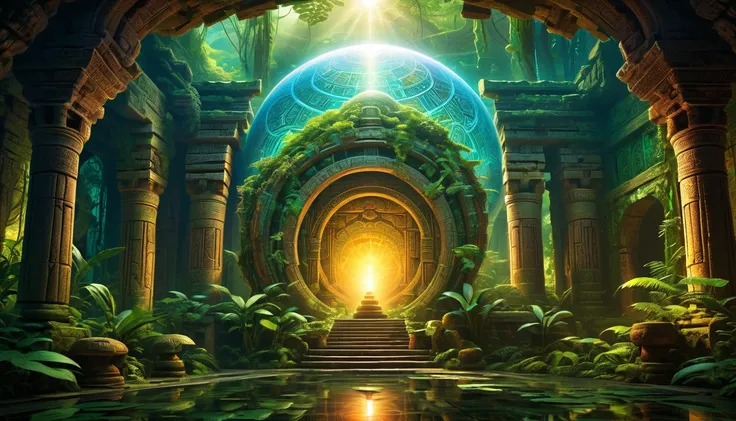 landscape,In the center of the room((spherical light:mysterious:Magic Effects:light of science:intricate patterns drawn with light:detailed:Holography:A beautiful vision of ancient civilization is reflected:flash:rich colors:Cast colorful spells)),flash,Ve...