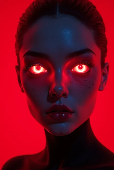 Realistic neon face in front of Dark red background full hd 