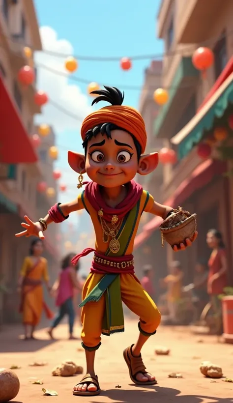 A indian thief standing 3d pixar cartoon