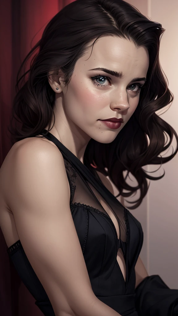 closeup of a woman in a black top and a black bra, estilo de arte de charlie bowater, Estilo Charlie Bowater, retrato de vampiro, arte do personagem charlie bowater, Alena Aenami e Artgerm, Neoartcore e Charlie Bowater, Charlie Bowater cores ricas e profun...