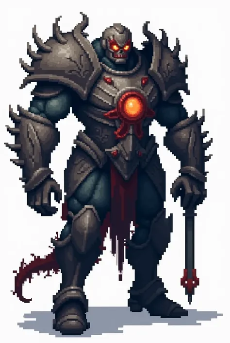 8bit pixelated darksouls boss in white background