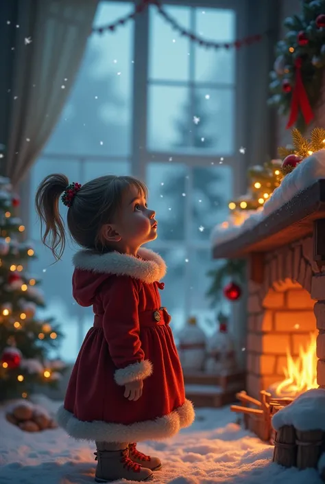 Girl dreaming about Santa