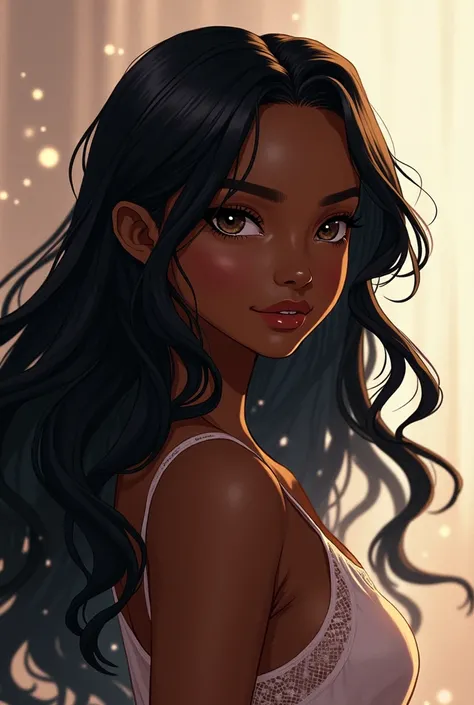 anime black girl with long hair