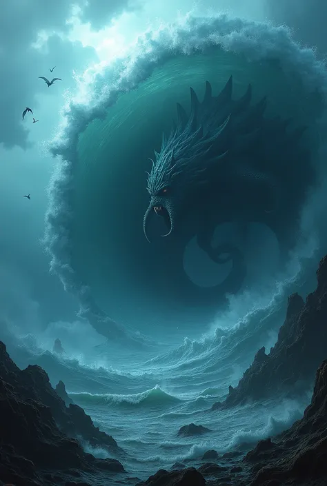 deep clear ocean, charybdis
(best quality,4k,8k,highres,masterpiece:1.2),ultra-detailed,(realistic,photorealistic,photo-realistic:1.37),aquatic,huge dangerous sea creature,rippling waves,stormy weather,giant whirlpool,wild water movement,majestic,anxiety-i...