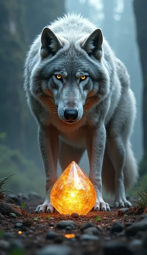 Wolf And Time Stone Are Side By Side