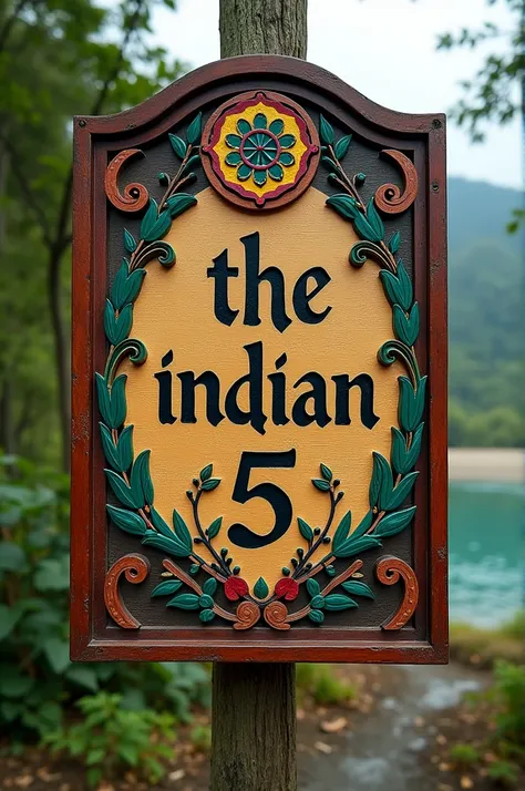  Beautiful sign that says  "The Indian "  memory of their fifth anniversary  ,  with a theme of indigenous Venezuelans 