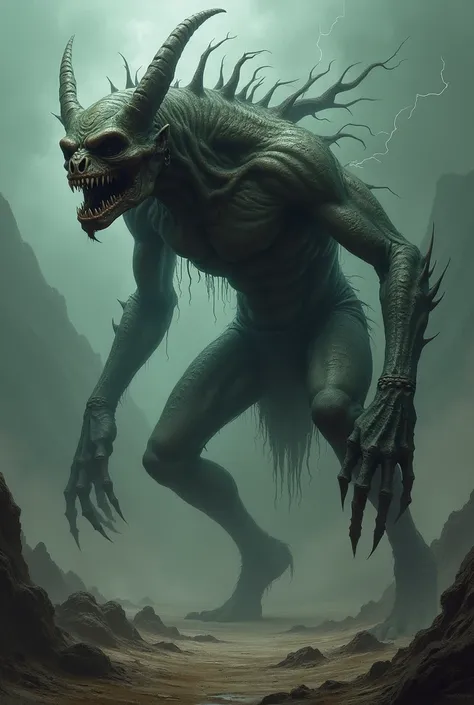 Lovecraftian demon with a dark and depressing appearance originating from indigenous tribes 