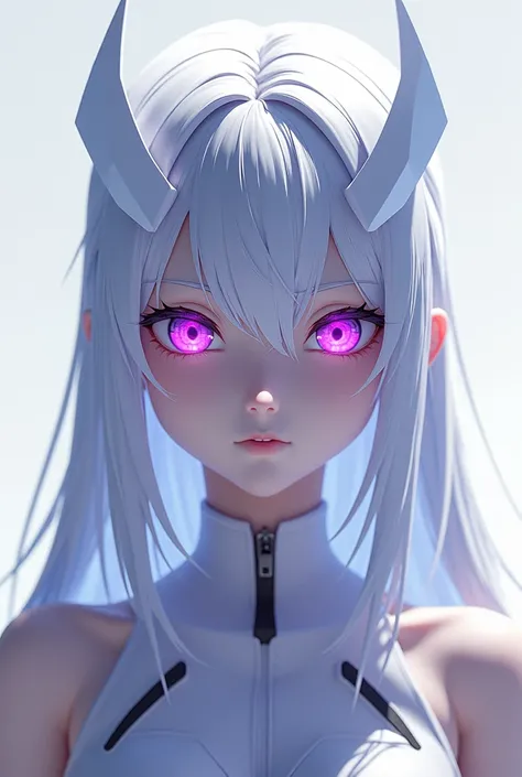 I want to see zero two but with white hair ,  and violet eyes and with a headband like Narutos 