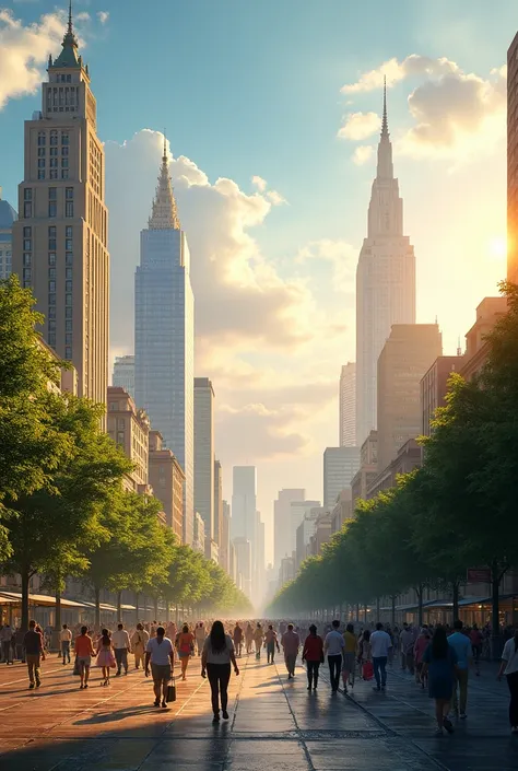 A beautiful landscape of a city in the afternoon