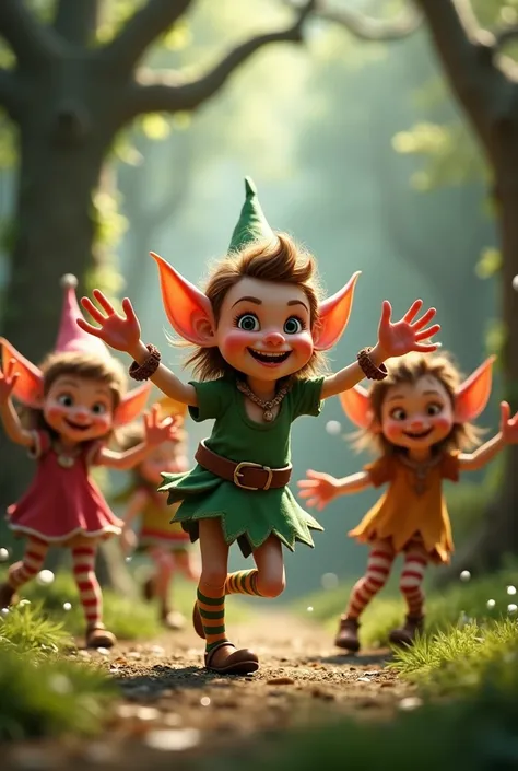 A video of mischievous elves waving