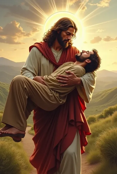 Jesus carrying a man 