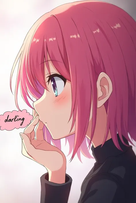 Zero two giving a kiss to the screen and next to his face a message in a cloud that says "Darling"