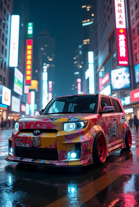 Scion xb with manga style paint job