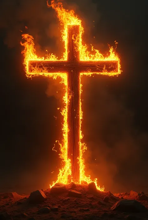 Cross of Jesus with fire Symbol Without je